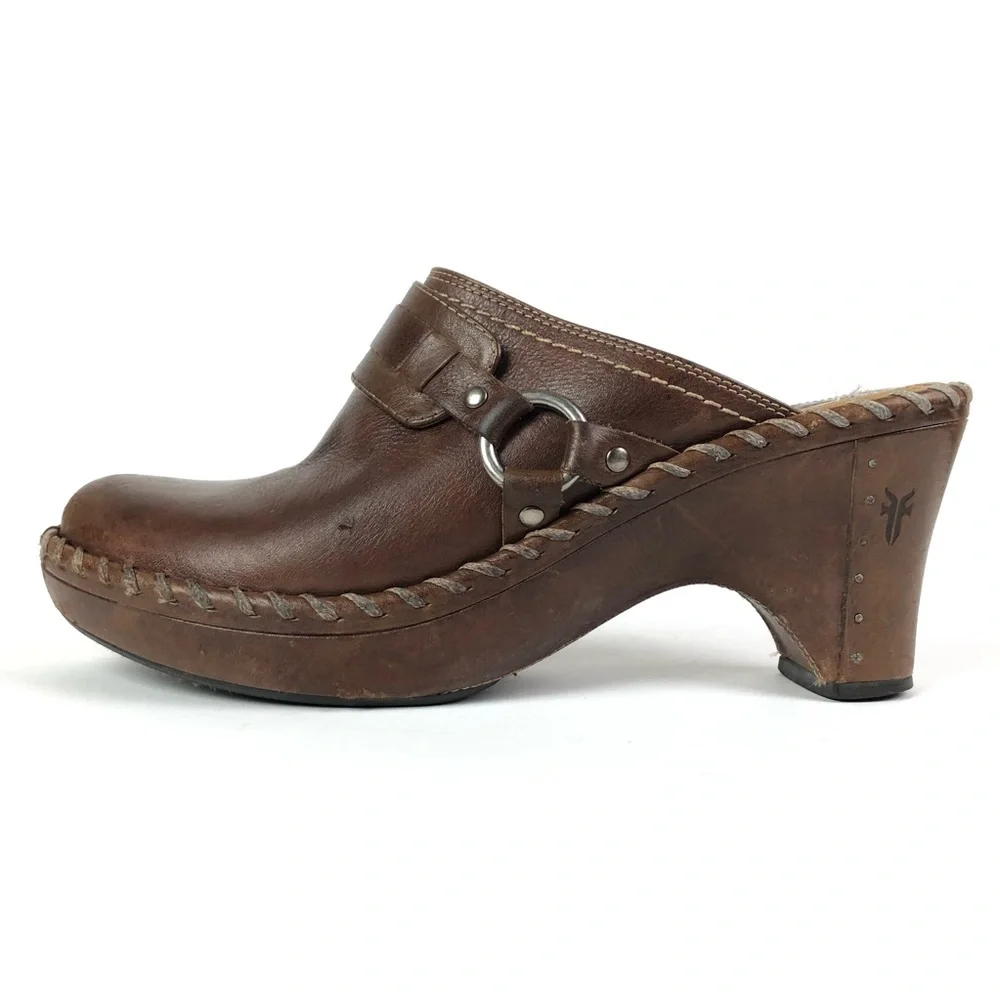 Frye Charlotte Ring Distressed Leather Mule - Picture 3 of 11